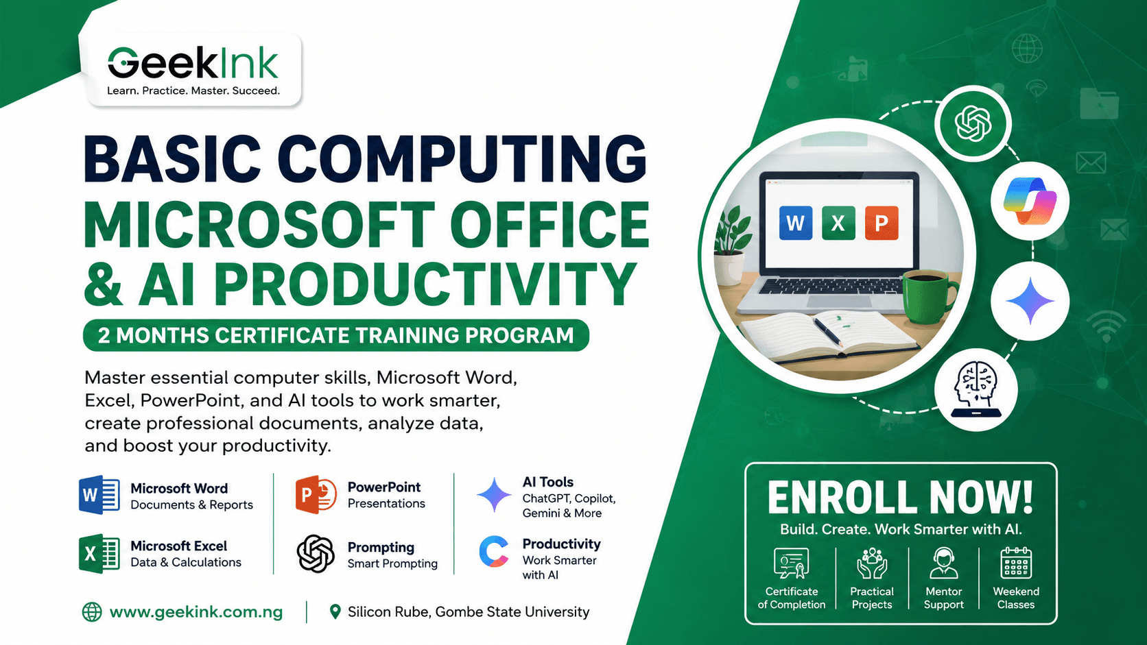 AI-Powered Basic Computing & Digital Productivity students learning at GeekInk